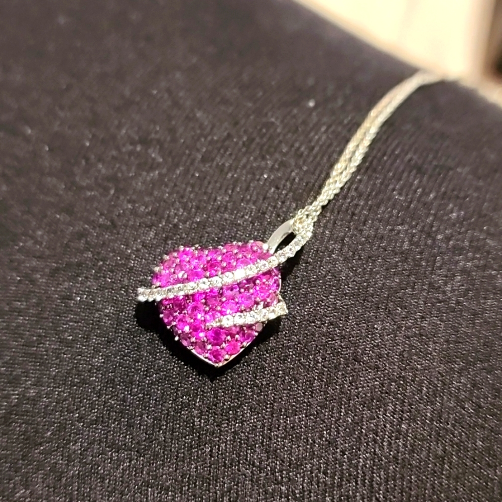 Pink heart necklace